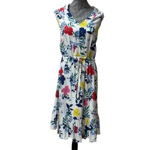 Draper James RSVP Sleeveless Tie Waist Floral Casual Vacation Beach Dress XL EUC